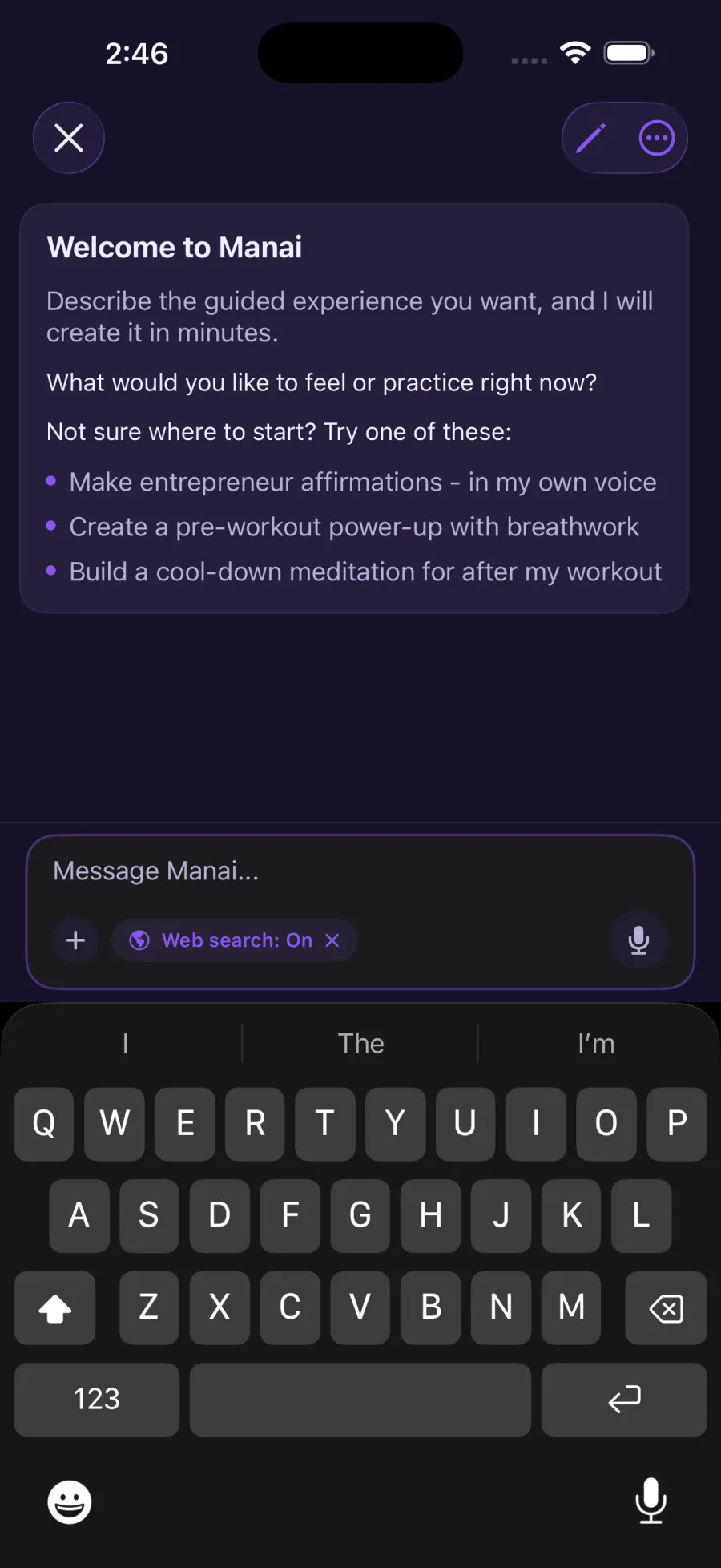 Chat opening page