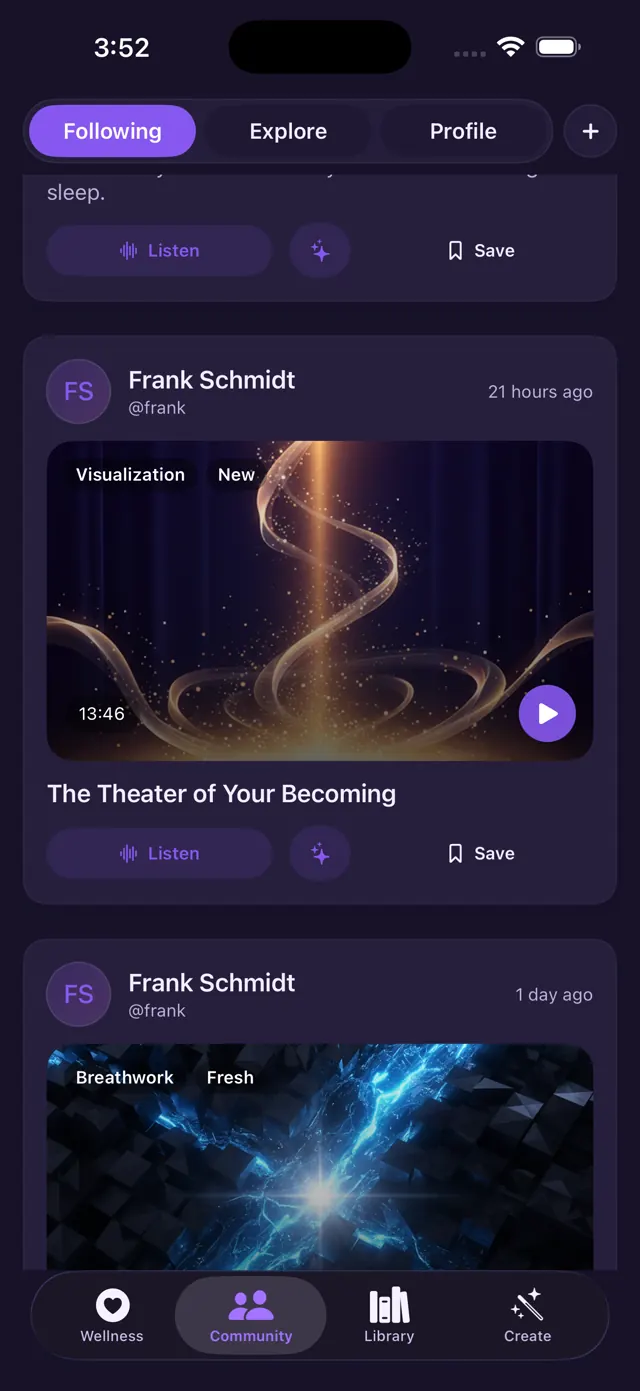 Community following feed