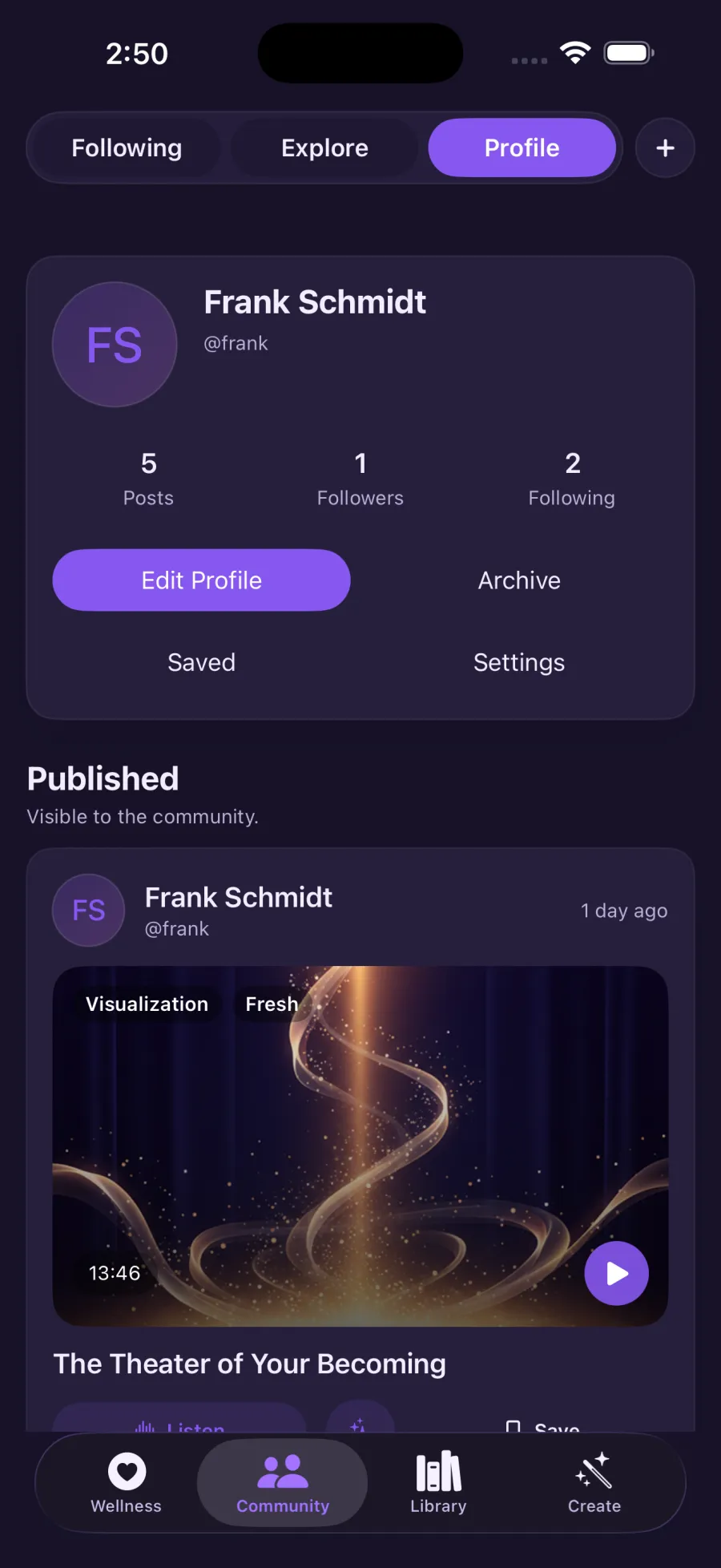 Community profile page