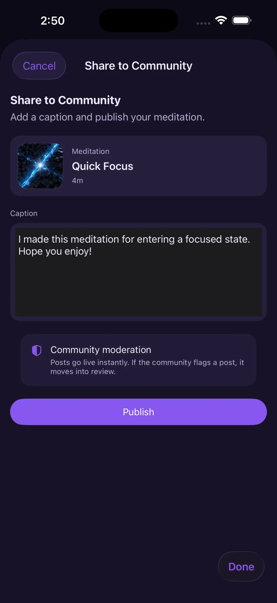 Share content to community page