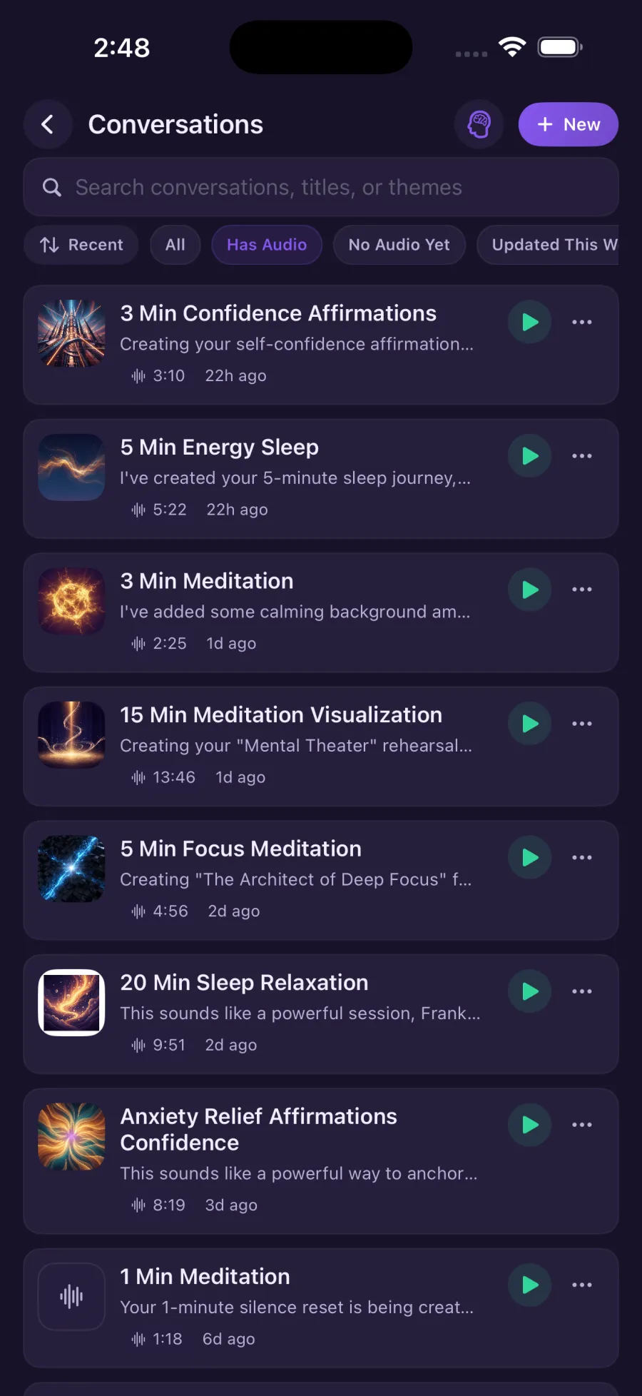 Conversations list view