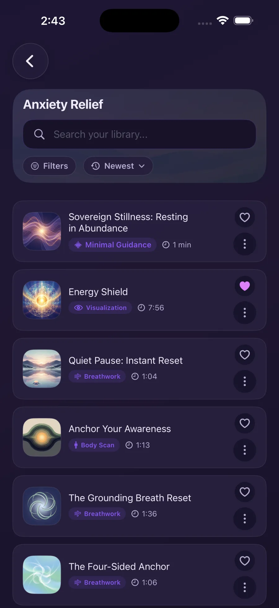 Enhanced library anxiety relief category